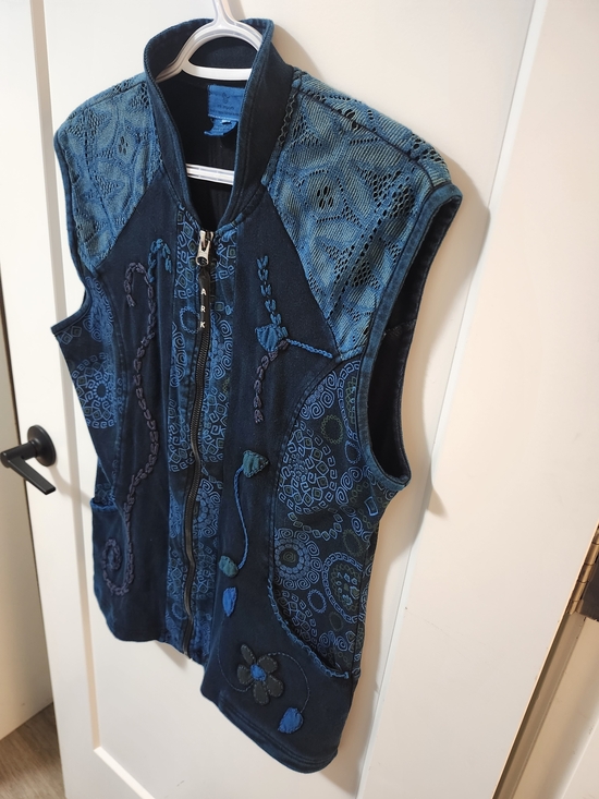 Ark Imports Jackets & Blazers - Dark Teal Hippie Boho Embroidered Zip-Up Vest by Ark Imports